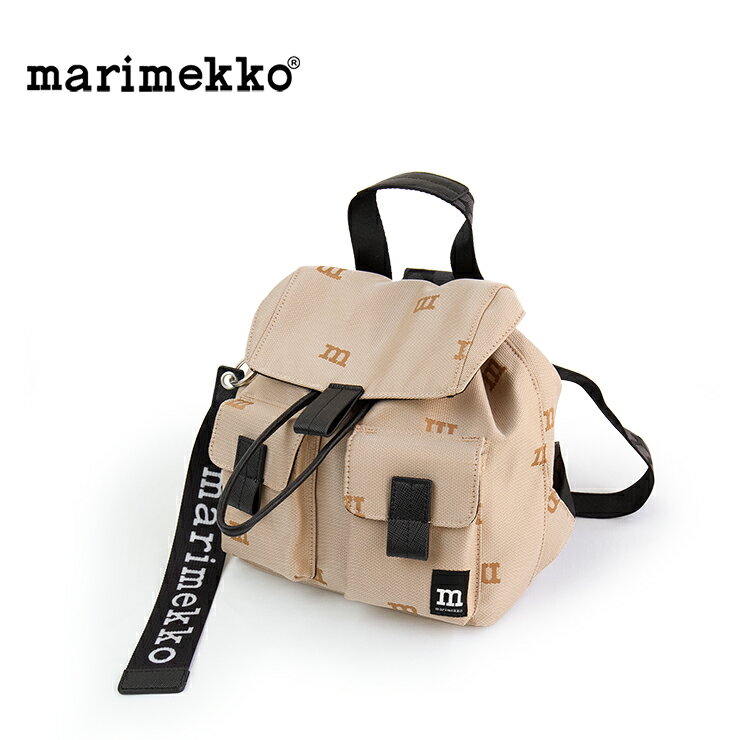 マリメッコ marimekko マリメッコ バックパック Everything Backpack S M-Logo 91681 ナイロン リュックサック レディース ブランド バッグ ウニッコ柄 リュック ベージュ ブランド かわいい おしゃれ 大人 北欧 バックバッグ マリメッコバッグ