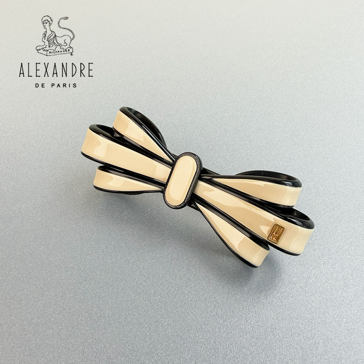 Rakuten - ALEXANDRE DE PARIS アレクサンドル ドゥ パリ バレッタ(小) AA6-16524-03 X-PANAMA ベージュ×ブラック 小さめ 小さい ヘアアクセサリー ヘアアクセ 髪留め おしゃれ かわいい ブランド 結婚式 入学式 卒業式 バレッタ