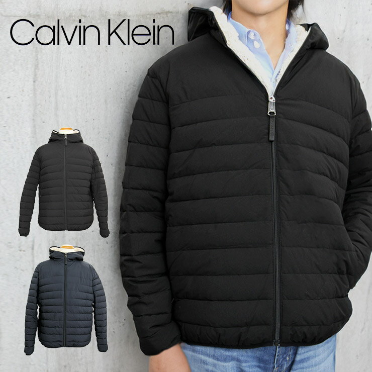 Calvin Klein【カルバンクライン】Sherpa Lined Hooded Stretch Puffer フーデッドストレッチ中綿ダウンジャケット CM155780 メンズ アウター ファスナー付き ポケット 上着