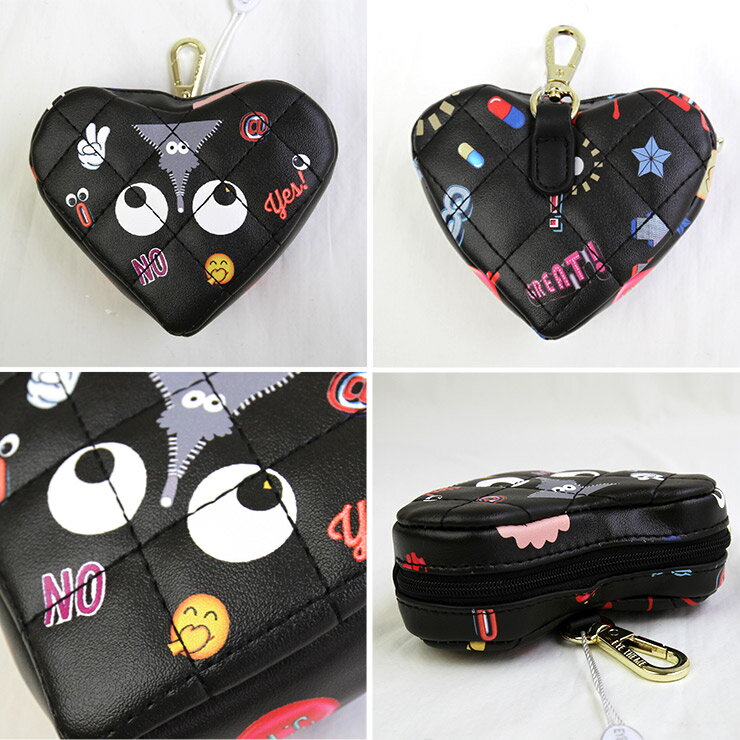 EYE THEME アイテーマ バッグチャーム ETC1007 レディース ホワイト ブラック おしゃれ かわいい 大人 個性的 総柄 カラフル　バッグのアクセサリー キーホルダー カラナビ ハートチャーム キーリング