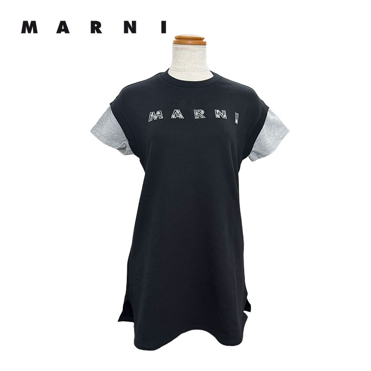 Rakuten - MARNI マルニ M01447 ラインストーンミニワンピース シャツワンピ Tシャツ レディース 女性 キッズ ジュニア トップス おしゃれ ブランド かわいい 大人 かっこいい 春 夏 カジュアル 綿100％ コットン 半袖 半袖シャツワンピ 黒 ブランドワンピース きらきら 春夏