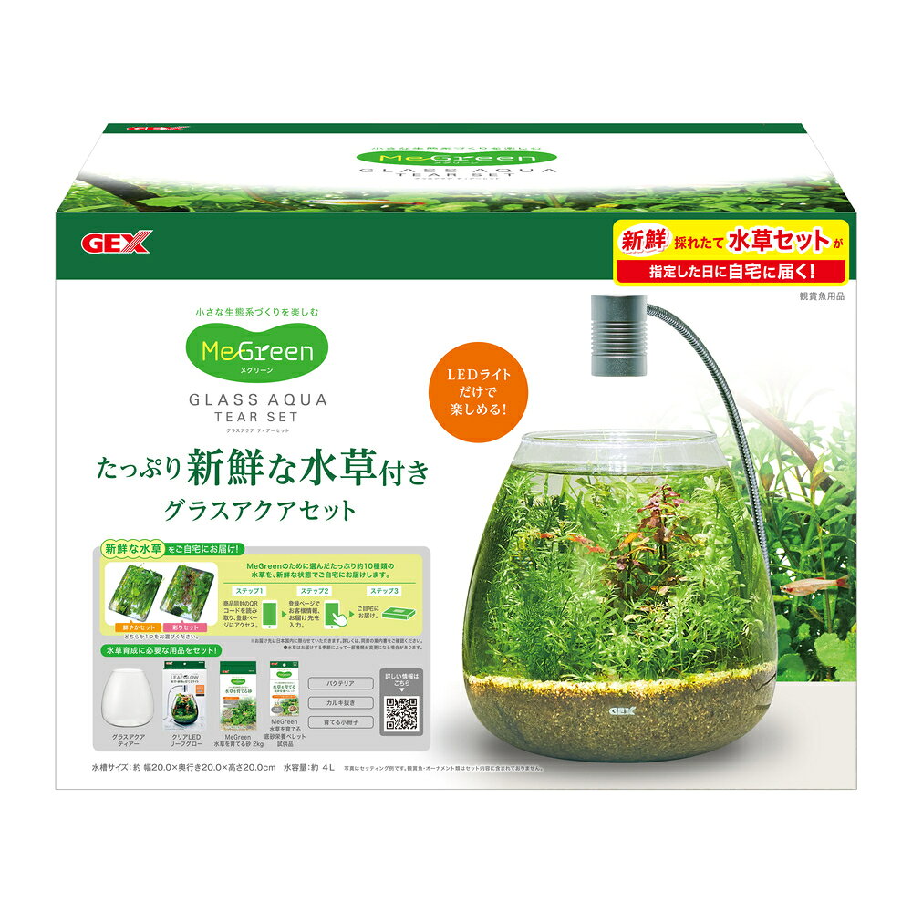 ■【GEX】MeGreen 新鮮な水草付き グラスアクアティアーセット【ジェックス 水槽】