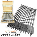 【当店限定!全品ポイント3倍】 フラットドリル 13サイズ 収納付き 穴開け 木工 ドリルビット BITSET 13本 木箱 スペードビット フラット 1/4イ...