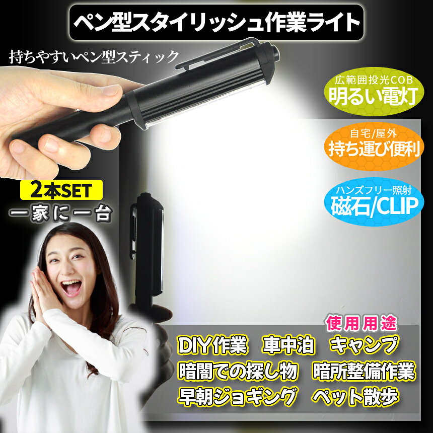 【当店限定！全品ポイント3倍】 ペン型 スタイリッシュ 照明 2本 ペンライト led 懐中電灯 小型 ハンディライト 電池式 ミニ クリップオン キャンプ アウトドア 防災 釣り 作業用 投光器 クリップ付き 携帯便利 2-PENSRASH TOKU 送料無料 palone-10004908 SHOPパルワン サンプル画像3