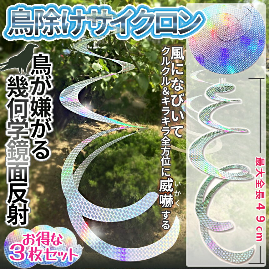 【マラソン開催！全品ポイント5倍】 鳥除け サイクロン 40cm 3枚セット 吊り下げ式 鳩よけ カラスよけ からす撃退 カラス対策 鳥害対策 駆除 防鳥 グッズ 庭 ガーデン とりよけ TORIYOCYC 送料無料 2