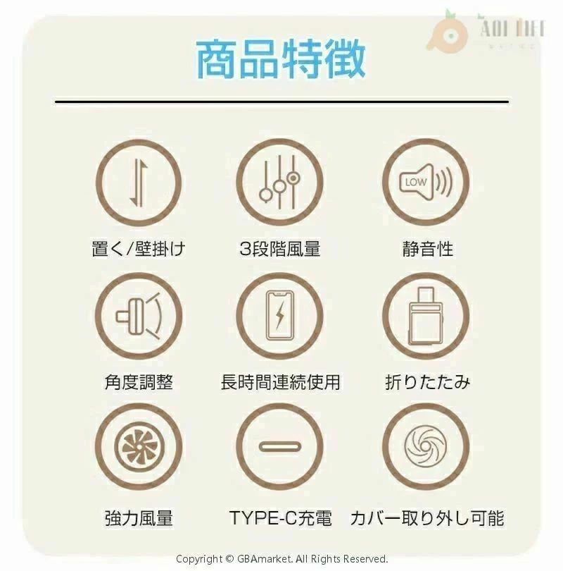 SALE！【一年保証】【2026新登場】壁掛け扇風機 洗面所 トイレ用 扇風機 小型 吊り下げ 扇風機 1台3役 手持ち 卓上置く 壁掛け コードレス 強力 4000mAh 壁掛けサーキュレーター キッチン用 洗面所 アウトドア 熱中症対策 台所 寝室 トイレ 工具不要 palrun-10006254 パルコショップ サンプル画像3