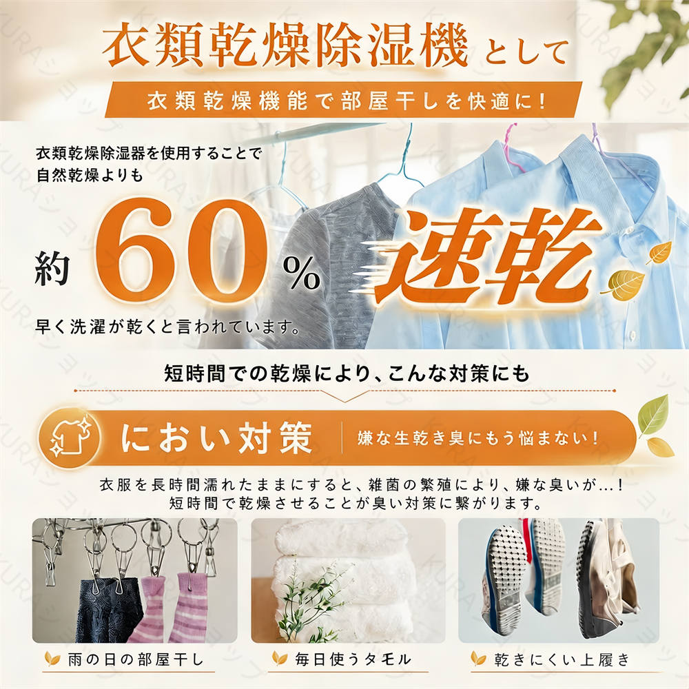 除湿機 コンパクト 衣類乾燥 部屋干し 強力除湿 クローゼット除湿器 小型 軽量 大...