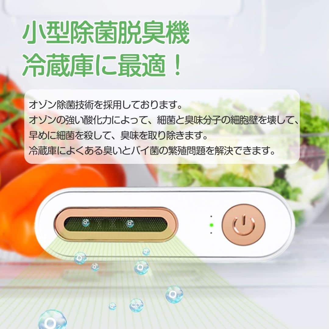 パルコショップの冷蔵庫消臭器 オゾン脱臭機 USB充電式 ミニ空気清浄機 コンパクト 軽量 オゾン発生器 除菌 省エネ 静音 トイレ キッチン最適 オフィス｜アングル3