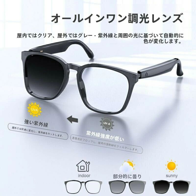 ブルーライトカット Bluetooth5.3 オープンイヤー ワイヤレスオーディオ UV400 翻...