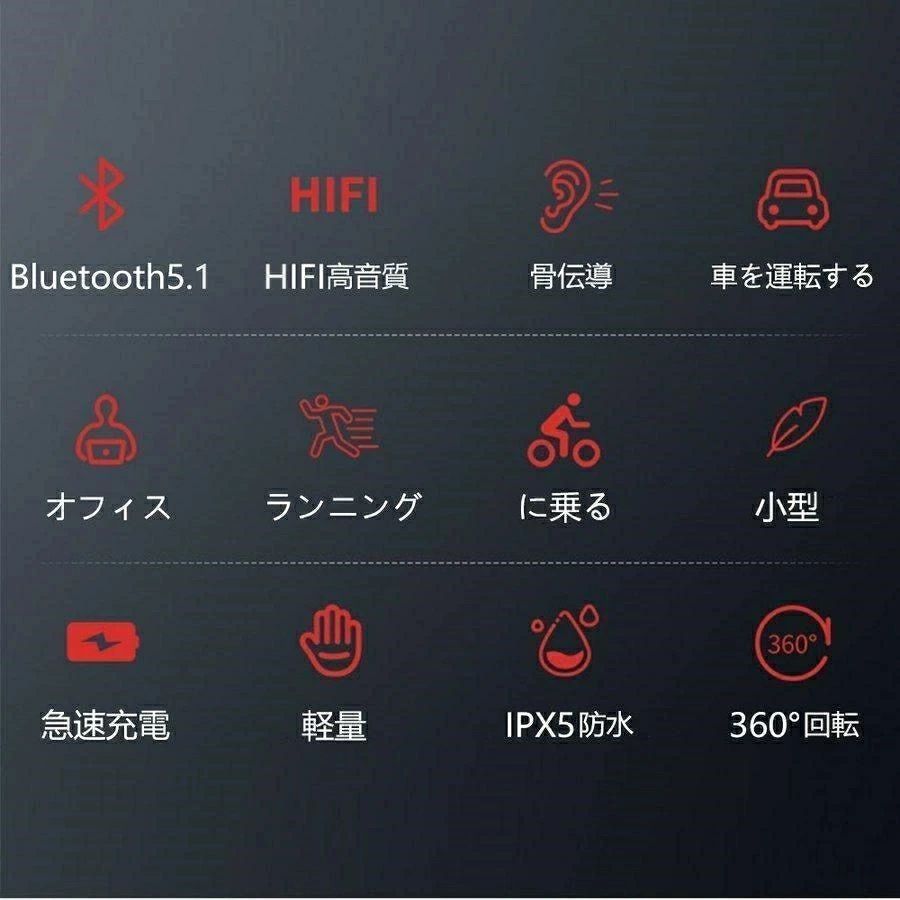 ヘッドセット 耳掛け型 送料無料 防水 180°回転 片耳 ワイヤレス マイク内蔵 在宅...
