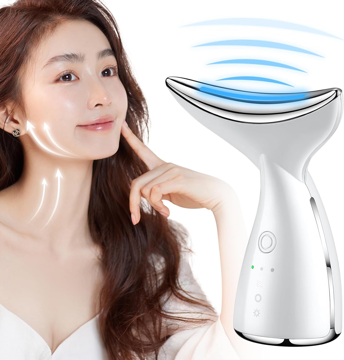 保湿 美肌 シワ改善 小顔マッサージー 美容グッズ USB充電式 自宅用美容器 LED光エステ ems微電流導入 イオン 超音波 温冷機能 1台多役 リフトアップ 自宅エステ フェイシャルネックケア 美顔器