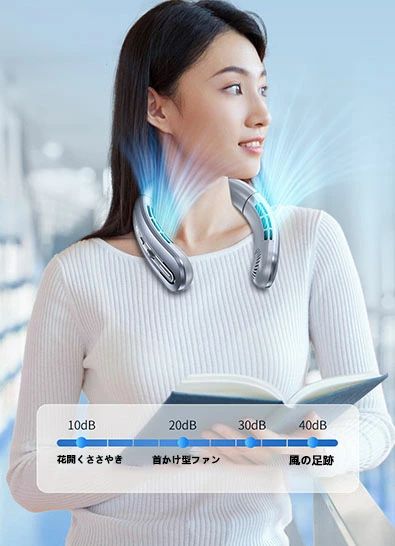 パルコショップの360サラ 羽根なし 三段階調節 ネッククーラー ネックファン 瞬間冷却 冷却プレート 特別セット販売！】首掛け扇風機｜アングル2