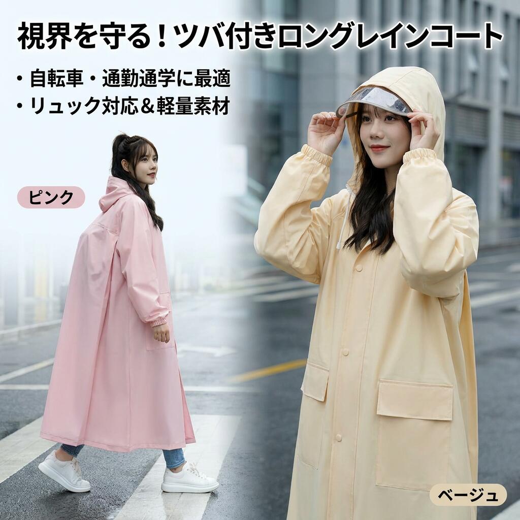 商品説明キーワード レインコート 軽量 レインコート ロング レディース 自転車 ツバ付き フリーサイズ 通学 台風 カッパ 雨具 リュック 背負ったまま レインウェア 大きめ レインポンチョ メンズ おしゃれ 保育園 バイク 男女兼用 雨の日 ママ 保育園の送迎 犬の散歩注意事項・ラッピング対応は行っておりません。・予告なく仕様変更になる場合がございます。・写真はイメージです。実際の商品と若干異なる場合がございます。・基本は全国一律送料無料と対応させていただきますが、沖縄・北海道・離島地域へお届けの場合は別途送料をご請求させていただきます。・商品のサイズは採寸方法によって、若干な誤差が生じる場合はあります。ご了承ください。品質保証・出品商品は全て新品未使用です。・安心の初期不良対応：万が一商品に不具合があった場合は、商品到着後7日以内にご連絡ください。・不具合の状況確認のため、写真や動画のご提供をお願いする場合がございます。確認後、速やかに「新品交換」または「ご返金」にて対応させていただきます。・お客様に安心してご購入いただけるよう、誠心誠意サポートいたします。「悪い評価」を付ける前に、まずはお気軽にご相談ください。 検索関連ワードレインコート, レインウェア, かっぱ, レインポンチョ, 自転車 レインコート, 自転車 ポンチョ, レディース レインコート, メンズ レインコート, 男女兼用, ロング丈, 通学 レインコート, 通勤 レインコート, フリーサイズ, 大きめ, 軽量 レインコート, 軽い 雨具, 防水, 防風, 防雪, 梅雨対策, 台風対策, 雨の日, 雨具, 濡れにくい, ツバ付き, 二重ツバ, ゴム袖口, 袖口 ゴム付き, リュック対応, リュック 背負ったまま, リュックが濡れにくい, 自転車通勤, 自転車通学, バイク レインコート, バイク ポンチョ, 送迎 レインコート, 保育園 レインコート, ママ レインウェア, 犬の散歩 レインコート, おしゃれ レインコート, メンズ おしゃれ, トレンド, 高見え, 上品, かわいい レインウェア, プレゼント, ギフト, 母の日, 父の日, 誕生日, 新生活, ポイント消化, 送料無料, 楽天スーパーSALE, お買い物マラソン注意事項：モニターの発色により、実物と異なる場合がございます。