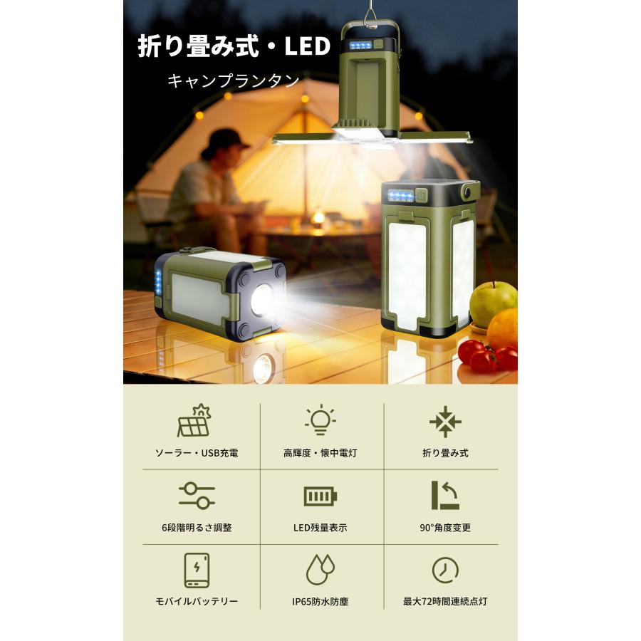 折りたたみ式 電池残量表示 キャンプランタン キャンプ 夜釣り LEDランタン 軽量 充電式 高輝度 登山 4000mAh アウトドア 防水 palrun-10023532 パルコショップ サンプル画像2