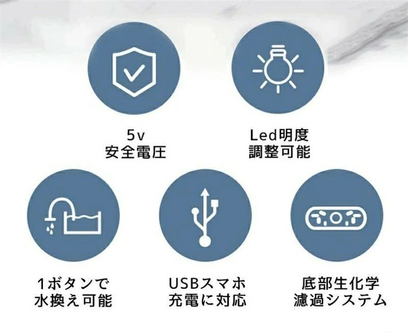 パルコショップのLEDライトフィルターポンプ付き水槽セットアクアリウム コードレス 水族館 オーナメント 自由研究 LED照明 水槽 セット卓上 玄関 リビン｜アングル3