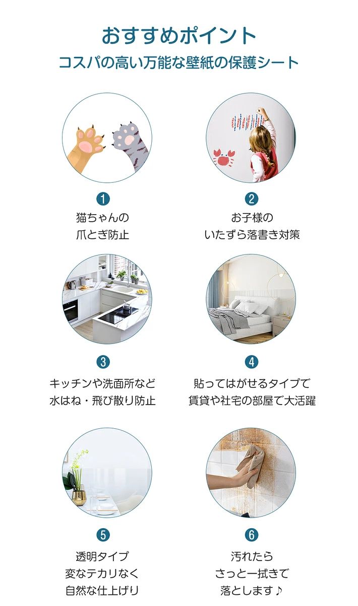 パルコショップのペット 猫 透明保護シート 猫の爪とぎ防止シート 保護シート 壁紙保護シート 壁紙シール 汚れ防止シート 壁シート はがせる キッチン壁用 おしゃれ はがせる壁紙 ひっかき 防止 はがせるタイプ 落書き防止 ネコちゃんの爪とぎ対策 福袋｜アングル3