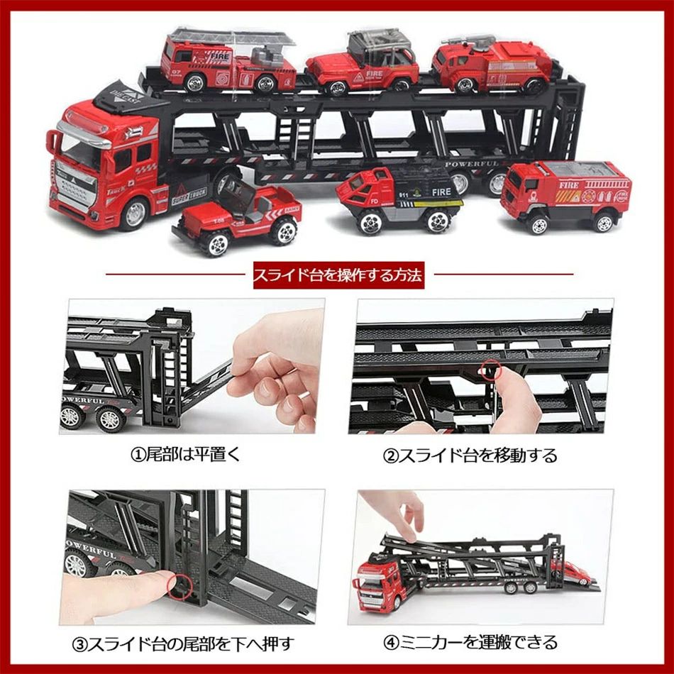 パルコショップの収納トラック トレーラーおもちゃ 車おもちゃ 男の子 くるま 乗り物のおもちゃ 工事カー ミニカー 運搬車 トイカー 誕生日のプレ｜アングル3