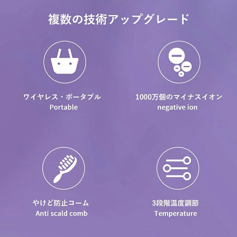 ヒートブラシ コードレス ポータブルコードレスミニヘア矯正コーム 150℃~230℃ 階温...