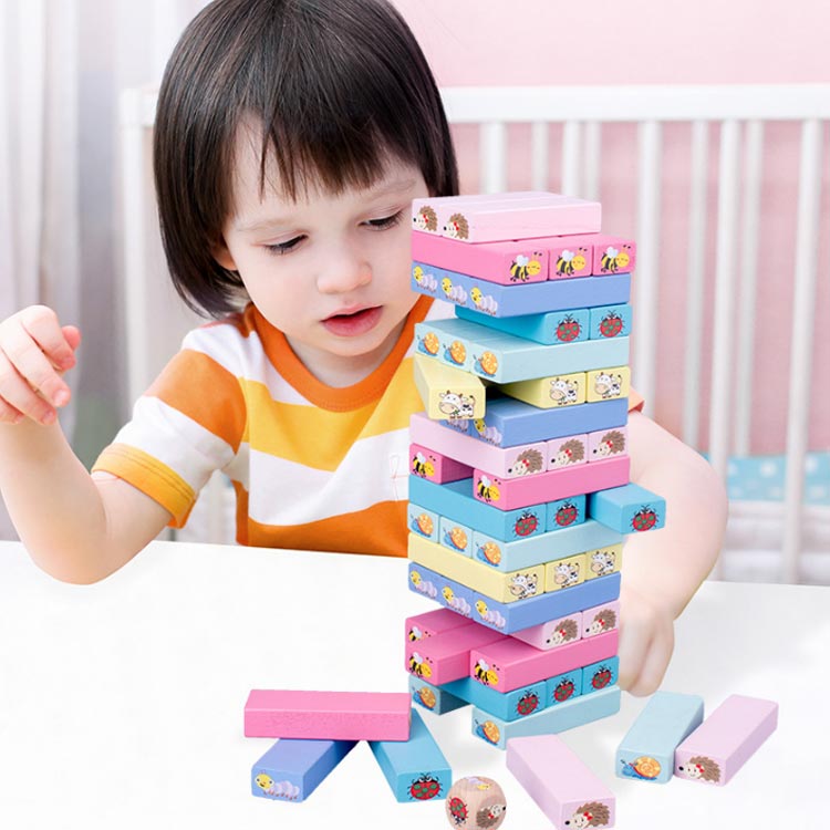 積み木 木製 ジェンガ 51PCS バランスゲーム 立体パズル 積み木ブロック 知育玩具 ...