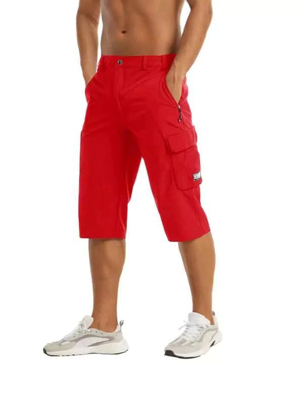 メンズ 七分 沙?パンツ 夏 スポーツ ショーツ 綿 ポリエステル 切り替え デザイン 軽量 吸湿速乾 通気性 良い 普段使い 屋外 活動 レジャー 赤 紺 緑 カーキ 橙 ビビッド カラー ゆったり フィット