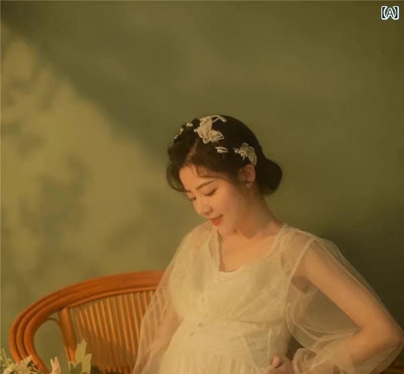 マタニティ フォト 衣装 おしゃれ 妊婦 写真 スタジオ さわやか 美しい レトロ 油...