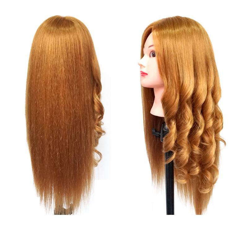 ヘアカット練習用ウィッグ レディース 編み込み ヘアアレンジ パーマ カラーリング メイクアップ練習用 マネキンヘッド 80%人毛 金髪 茶髪