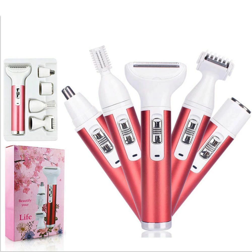 【5in1レディースシェーバー】 ボディーシェーバー、VIO専用シェーバー、フェイスシェーバー、眉毛カッター、鼻毛カッター5つの機能がある充電式の女性用シェーバーです。顔、産毛、眉毛、脇、腕、足、下の毛、鼻毛、耳毛等全身用電気シェイバーで、ムダ毛の悩みから解放させるおすすめの好物です。 【VIO専用シェーバー】全身用シェーバーと分けて、VIO専用シェーバーも用意しており、もっと衛生的です。最適な専用刃で、VIO特有の太くて長い毛もしっかりキャッチ、チクチク剃り残しなくカットできます。シェーバー刃とスキンガードを組み合わせて、様々なアンダーヘアの形を好みにシェービングできる。 【USB充電式＆&ヘッド洗い可能】便利なUSB充電式電動シェーバーで、国内も海外も使用可能で使用時間がもっと長くなり、省エネになりました。ヘッド部分は取り外しがやすいし、使用後、水洗い可能です。なお、付属の清掃用ブラシを使って、内側のムダ毛を掃き出して下さい。 【お肌に優しい】内刃は高精度のステンレス鋼を採用され、肌に直接触れることが少ないの回転式内刃を採用し、肌の凹凸に合わせて、顔やボディ各処のムダ毛をしっかりと取り込め、スキンガード付きで肌を傷めずに、やさしく深剃りが可能です。 【安心サービスと日本語取扱説明書付き】ご購入後、不具合が発生した場合は、無料交換で対応させて頂きます。日本語の取扱説明書・保証書も付属していますので安心してお使いいただけます。
