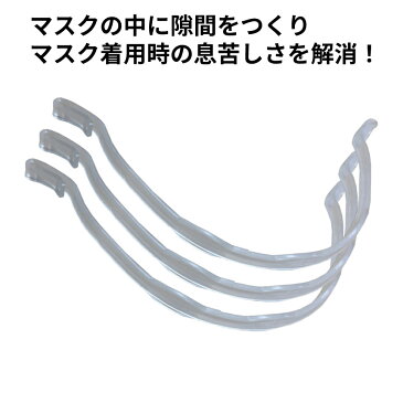 [全商品ポイント10倍] マスク インナー フレーム 3本 3D 立体 骨 空間 軽量 不織布 蒸れ メイク崩れ 張り付き 防止 息苦しさ 横幅17.5cm ふつうサイズ専用 装着 簡単 ガード 3-MSKHONE TOKU 送料無料 10OF