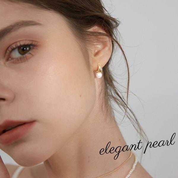 ピアス 18金 アレルギー対応 フープピアス つけっぱなし パール シンプル レディース 結婚式 冠婚葬祭 入学式 卒業 卒園 上品