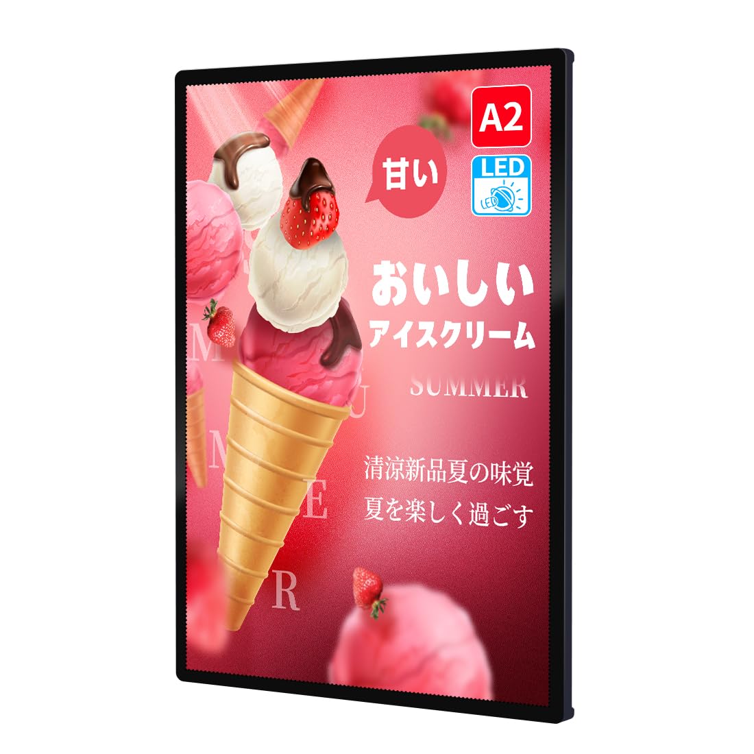 LEDポスターパネル 薄型 卓上 壁掛け 光る看板 光るポスターフレーム ポスター入れLED看板 電飾看板 高輝度 高照度5500Lux
