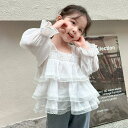 春秋 女の子用 甘いデザイン長袖トップス フリル付き ドールシルエット 可愛い 通園通学に キッ 子供服(4)