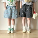 子供服 ショートズボン 80cm~150cm 2色 チャイルド デニム ショーツ 刺繍 ポップコーン カジュアル パンツ 夏季 男女兼用 おしゃれ 通園用 遊び着 お出かけ ショート