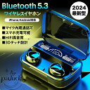 ワイヤレスイヤホン Bluetooth 5.3 2024年最新版 小型 軽量 LEDディスプレイ電量表示 Siri対応 イヤホン Hi-Fi高音質 SBC対応 低遅延 敬老の日 ギフト