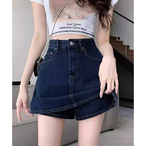 デニムスカパンハイウエストショートパンツ おしゃれ短パン春夏 細見え台形スカート デニムキュロット夏 デニムスカパンハイウエストショートパンツ おしゃれ短パン春夏 細見え台形スカート デニムキュロット夏