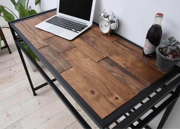 【10%OFFクーポン★24日(金)20時〜先着150名】デスク 木製 天然木 北欧 木製 パソコンデスク 勉強机 【GRANT -グラントシリーズ-】 パソコン台 PCデスク 学習 デスク 書斎 アイアン おしゃれ オイル アンティーク 植物性オイル 塗装 モダン スタイリッシュ ハンドメイド ナ