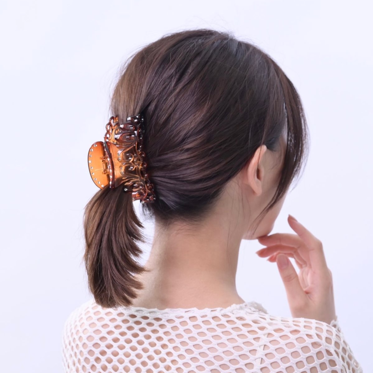 ヘアクリップ ヘアアクセサリー バンスクリップ ヘアアレンジ シンプル まとめ髪 ハーフアップ 大人っぽい オフィス エレガント オールシーズン ストーン 母の...