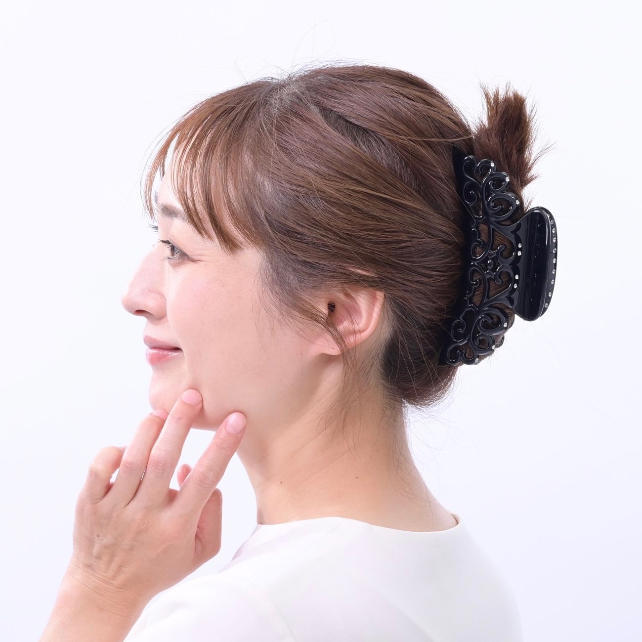 ヘアクリップ ヘアアクセサリー バンスクリップ 大きめ 幅広 大きいバンスクリップ シンプル 使いやすい オフィスカジュアル大人っぽい オフィス エレガント ストーン 母の日 プレゼント ギフト　韓国　オフィス　デイリー　ハーフアップ