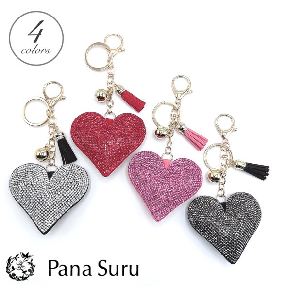 【送料無料】キラキラ　バッグチャーム　キーホルダー　かわいい　バッグ　ギフト　ハートのサムネイル