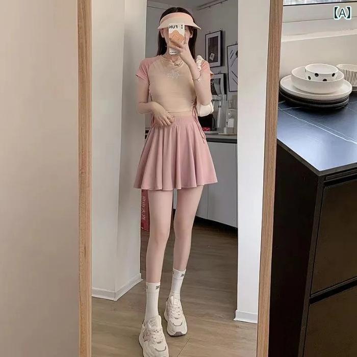 プリーツスカート レディース ハイウエストミニスカート スカパンインナーパンツ付きキュロット 膝上無地ピンク冷感薄手素材 小柄ボトムスカジュアルフェミニンシンプルナチュラル 定番スタンダードベーシック