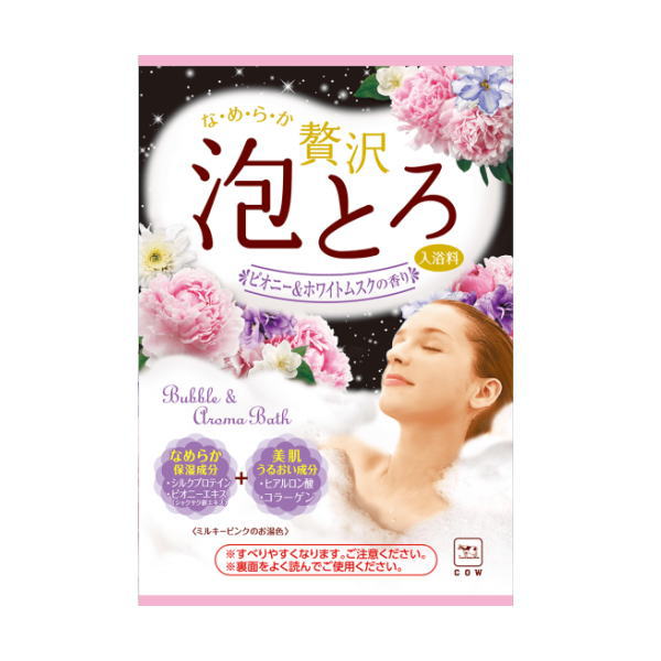牛乳石鹸 お湯物語 贅沢泡とろ 入浴料 ピオニー＆ホワイトムスク 30g (16個までクロネコゆうパケット可..