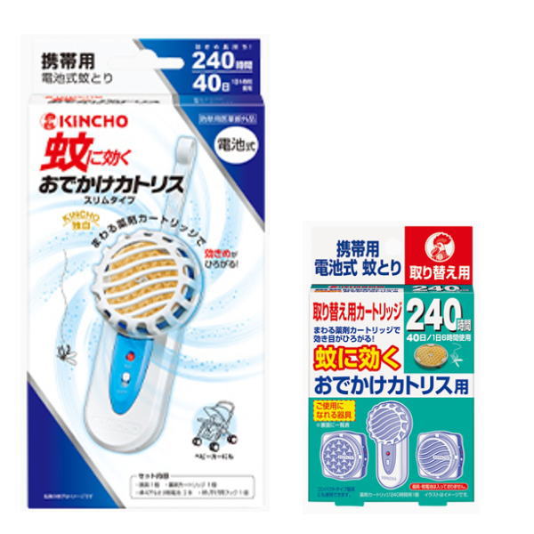 金鳥 蚊に効くおでかけカトリス スリムタイプ 40日セット x1個+おでかけカトリス用 40日 取替 ...