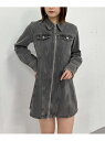【SALE/70%OFF】フロントZIPデニムミニワンピース archives アルシーヴ ワンピース・ドレス その他のワンピース・ドレス ブラック グレー【R...