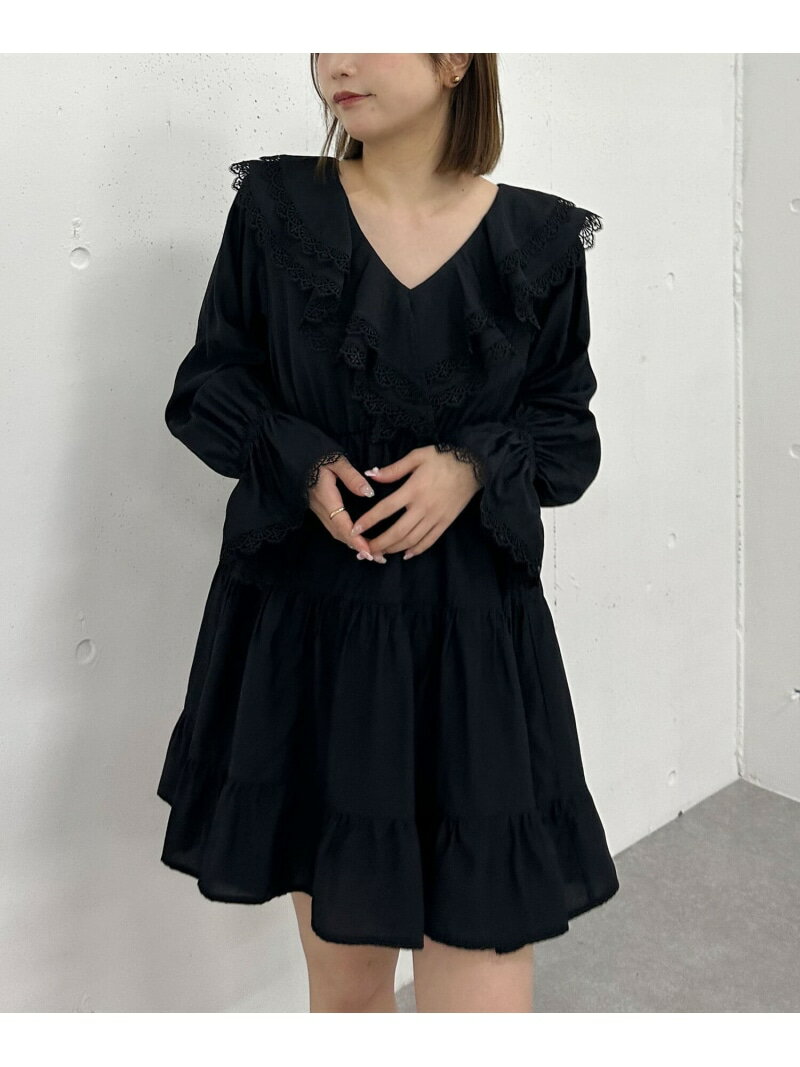 【SALE／70%OFF】フリルラッフルミニワンピース archives アルシーヴ ワンピース・ドレス チュニック ブルー ブラック ホワイト【RBA_E】[Rakuten Fashion]