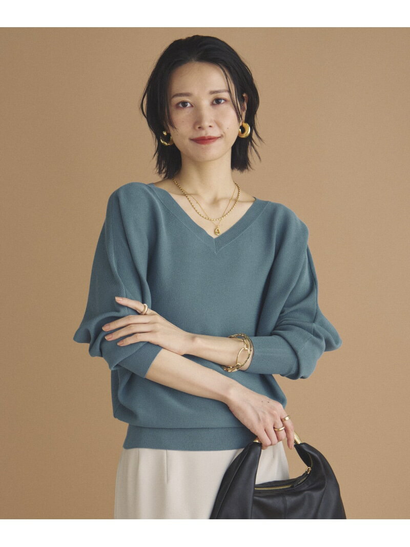 ウォッシャブルドルマンニット DOUX ARCHIVES ドゥアルシーヴ トップス ニット ホワイト ネイビー ブルー【送料無料】[Rakuten Fashion]