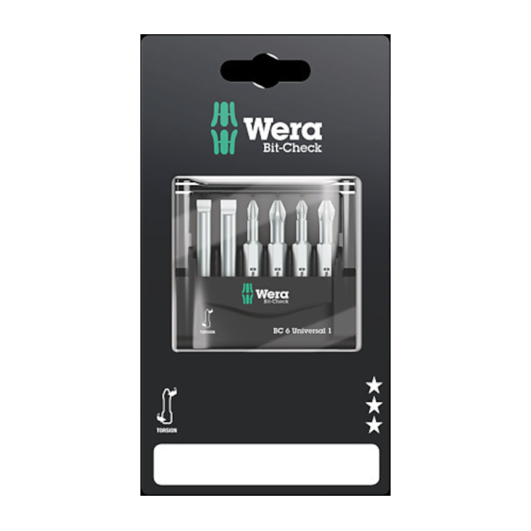 【並行輸入品】WERA Bit-Check 6 Universal 1 SB, 6 pieces PH、PZネジ用ビットチェック 073635