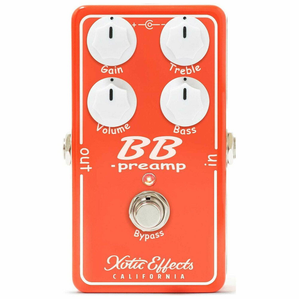 Xotic Effectsのトレードマーク「現場で使える」トーンの「BB Preamp」 素朴なクリーンサウンドからスムーズなオーバードライブまで、AC/RC Boosterがカバーしていない広範囲のサウンドが得られます。 30dB+ のクリーンブーストに±15dBの2バンドEQ付きでトレブル、ベースが調整でき、多彩なドライブコントロールが可能です。 OFF時のシグナル干渉を最小限に抑える、トゥルー・バイパス搭載ACアダプターと9Vバッテリー両用設計です。 ■トゥルーバイパス ■サイズ:112(D)x60(D)x50(H)mm ■重量:280g