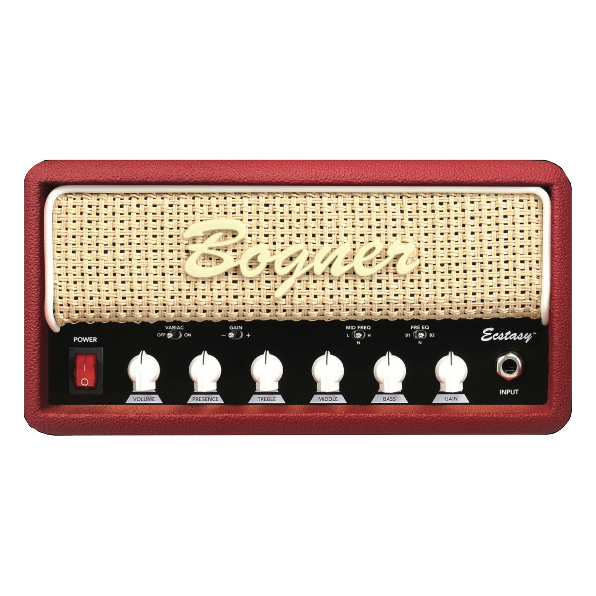 Bogner Ecstasy Mini Head Custom Calor Red Tolex/Brown Grill/White Piping