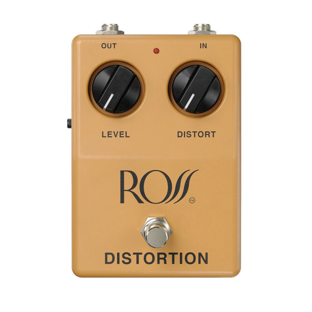 MXR Distortion Plus、DOD 250、ProCo RATなどのペダルに見られる1970年代のクラシックなトポロジーをベースに作られた、オペアンプによるハードクリッピング・ディストーション「ROSS Distortion」 ヴィンテージの個体からソフトタッチ・バイパス、低ノイズ、そして2つの設定を切り替えるモード・スイッチなど追加し、汎用性が向上するよう改良しました。 ほとんどの状況で使用できますが、チューブのような自然な歪みを作り出し、アンプを自然なブレイクアップにプッシュすることが得意です。 ●"Level "は音量を調節します（右が大きく、左が小さい） ●"Distort "は、ハード・クリッピング・ディストーションの量をコントロールする（右がより歪み、左がより歪まない） ●サイドのプッシュ・スイッチで、15年の歴史の中で製造された2つのバージョンの回路を切り替えることができる：ゲルマニウム・モード（"Era 2 "バージョン）とシリコン・モード（"Era 3 "バージョン） ●フットスイッチは、ソフトタッチのバイパス・スイッチングでペダルを作動させます。 ●ステータスLEDは回路がアクティブであることを示します。 ■電源:9VDC センターマイナス(動作にはセンターマイナスの9V DCアダプターが必要です) ■消費電流値:40mA ※輸送時のダメージで箱の丸テープが破損している場合がございます。