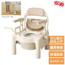 アロン化成 ポータブルトイレ ちびくまくん FX-CPはねあげ 暖房便座 快適脱臭 キャスター付 870-114 | ひじ掛けはねあげ コンパクト 小型 高さ調...