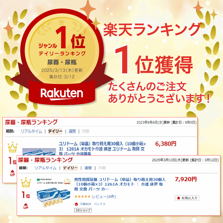 男性用採尿器 ユリドーム（単品）取り替え用30個入（10個小箱×3）1261A オカモト │ 介護 排泄 取替 交換 パーツ 介護用品 寝たまま排尿 コンドームタイプ 着脱簡単 排尿器 夜間トイレ 排尿コントロール 在宅介護 便利グッズ 負担軽減 お年寄り トイレサポート 2